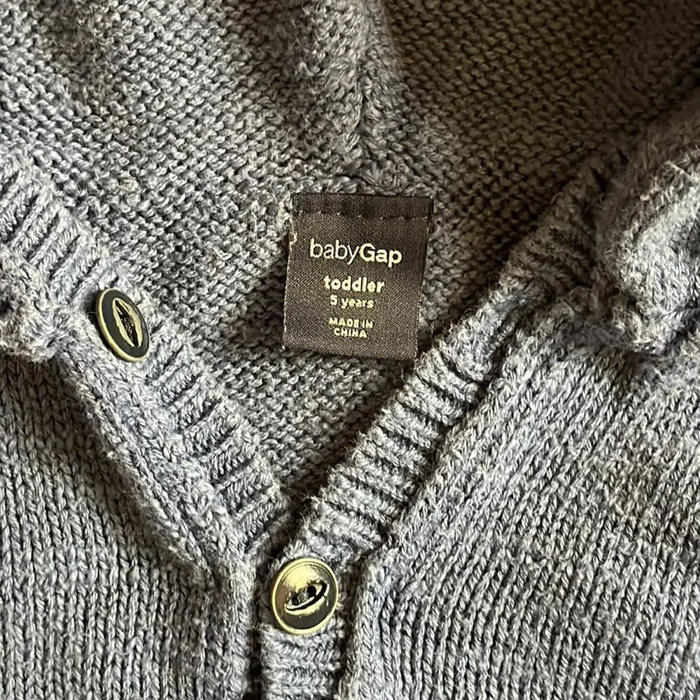 Gap Sweater size 5 Knit Hooded cotton blue pullover unisex Cotton